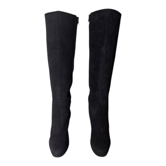 POUR LA VICTOIRE Tall Snakeskin Black Suede Heeled Boot Size 7.5 - Picture 5 of 10